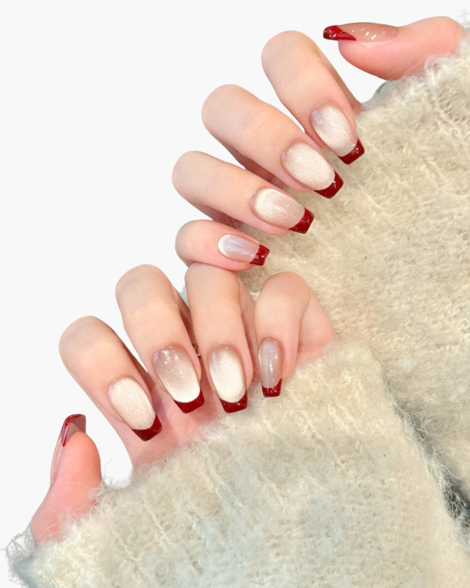 French Ruby Press On Nails