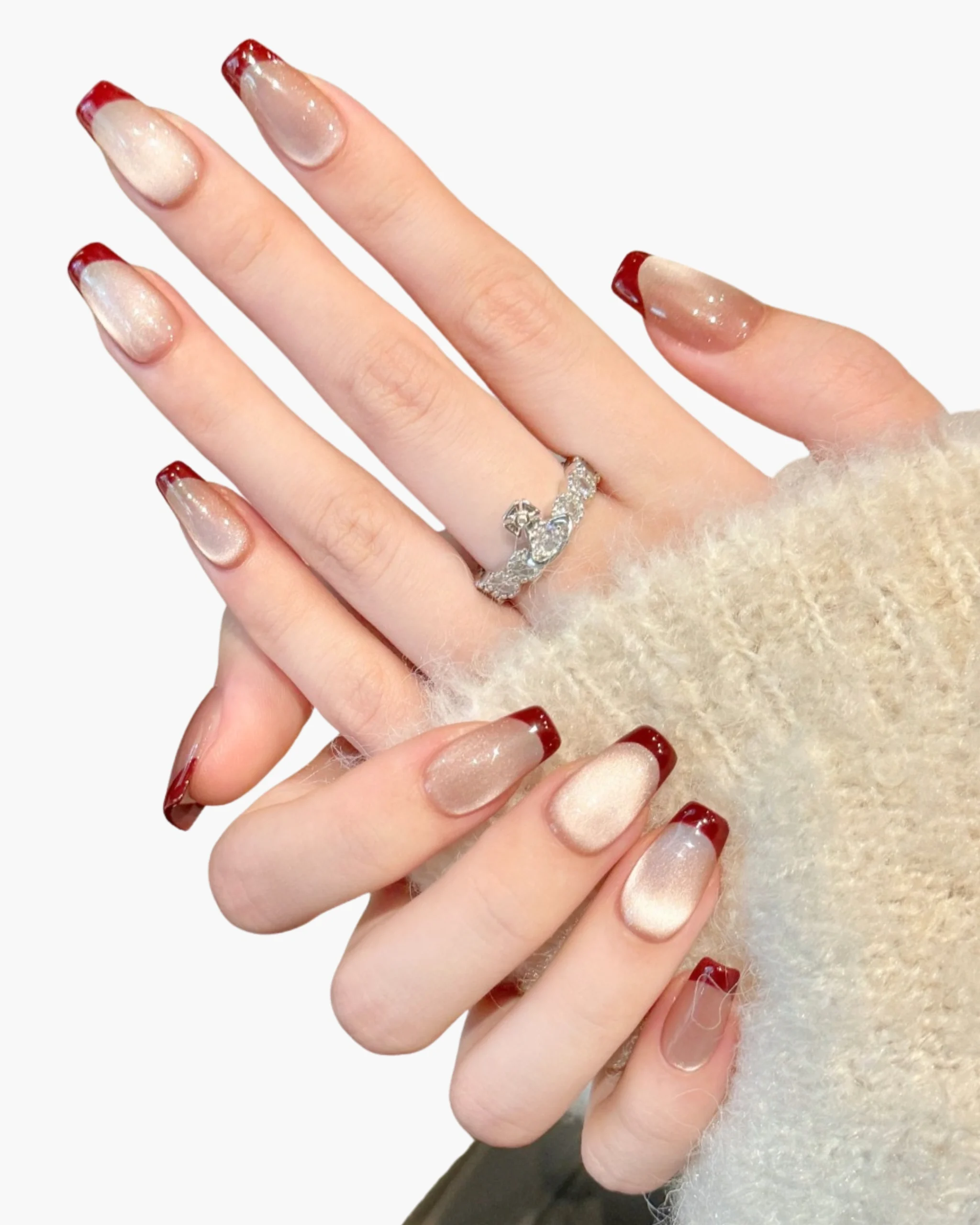 French Ruby Press On Nails