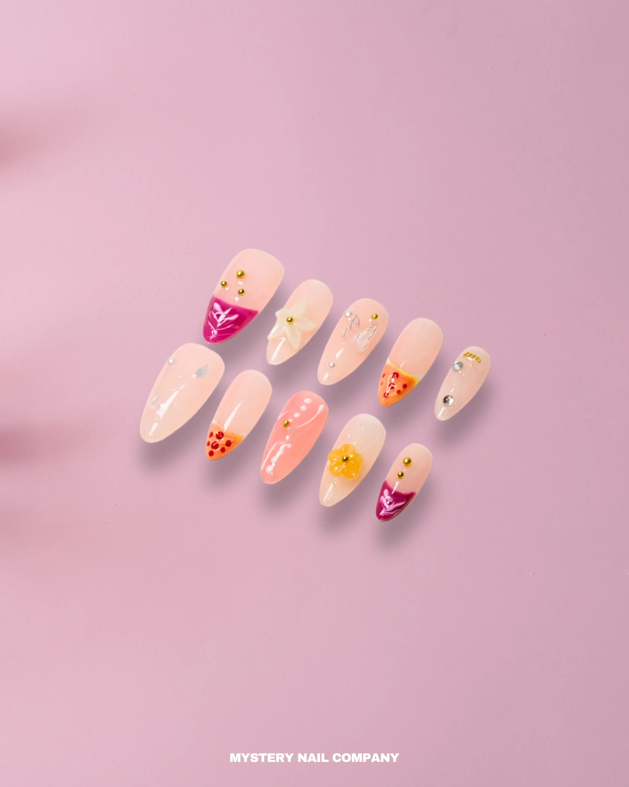 Cherry Butterfly Press On Nails